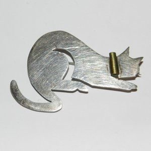 Vintage sterling silver Cat Brooch signed AIS Very Rare!